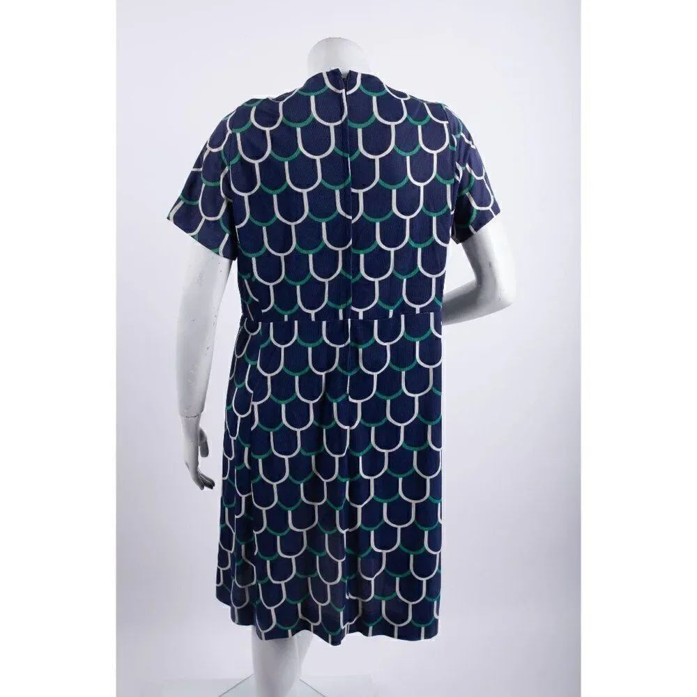 Vintage Shift Geometric Dress Women's M/L Tie Neck - Picture 3 of 8